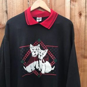 Cute Scottish Terriers Vintage 90s Sweater Gopher Sports
